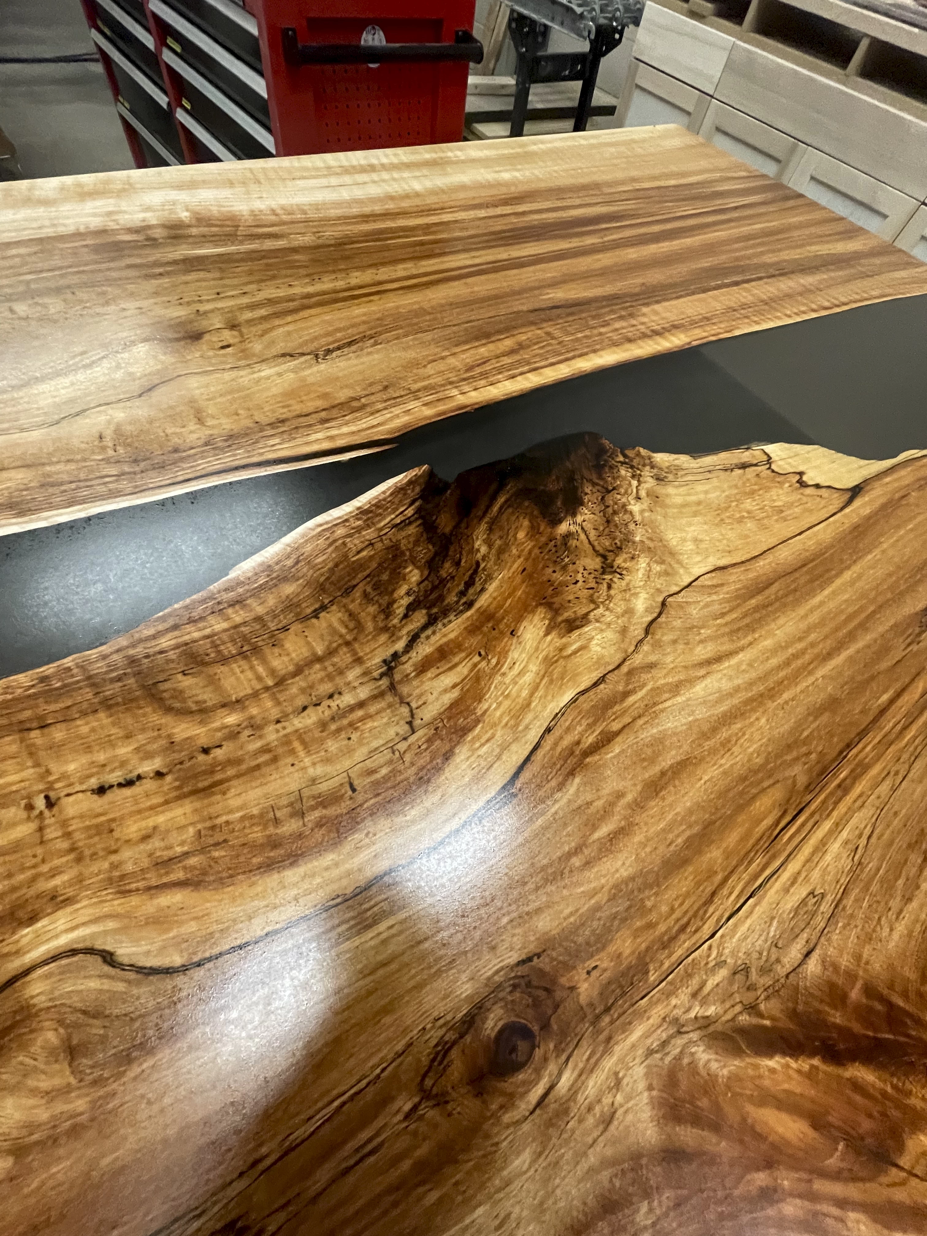 40"X 78" Epoxy Resin & Spalted Willow Slab Table