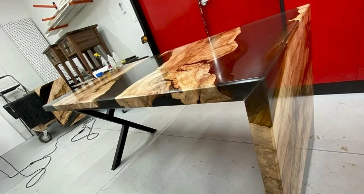 Olive Waterfall Edge Entry Table