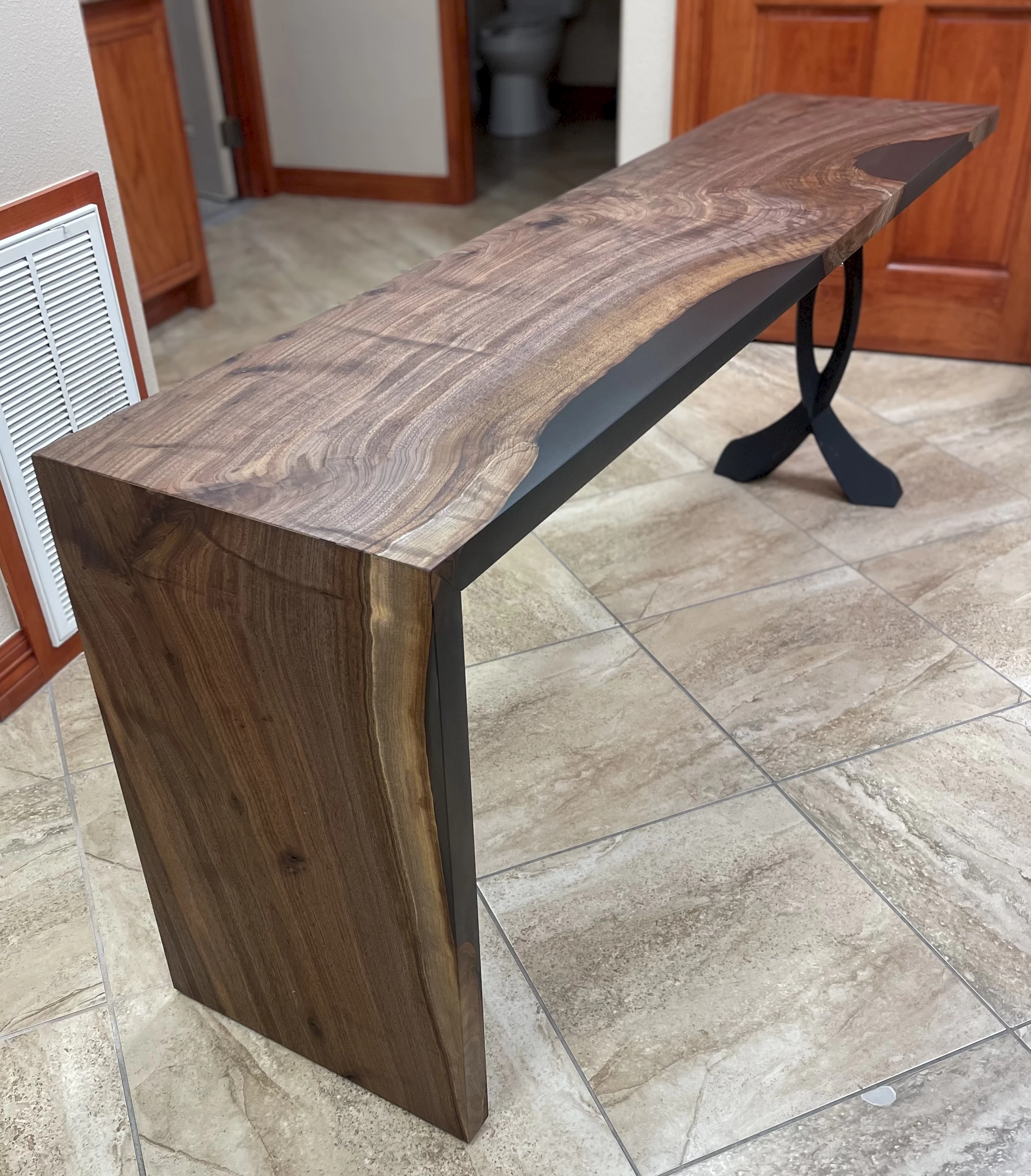 Black Walnut Waterfall Edge Entry Table